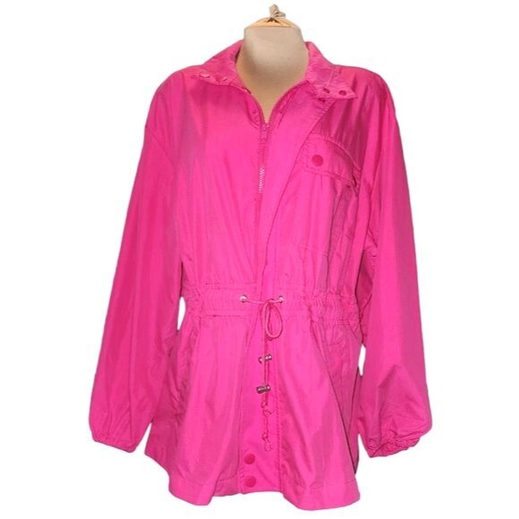Ava & Viv NWOT Pink Sporty Drawstring Waist Anorak Jacket Plus Size 1X - Picture 2 of 8